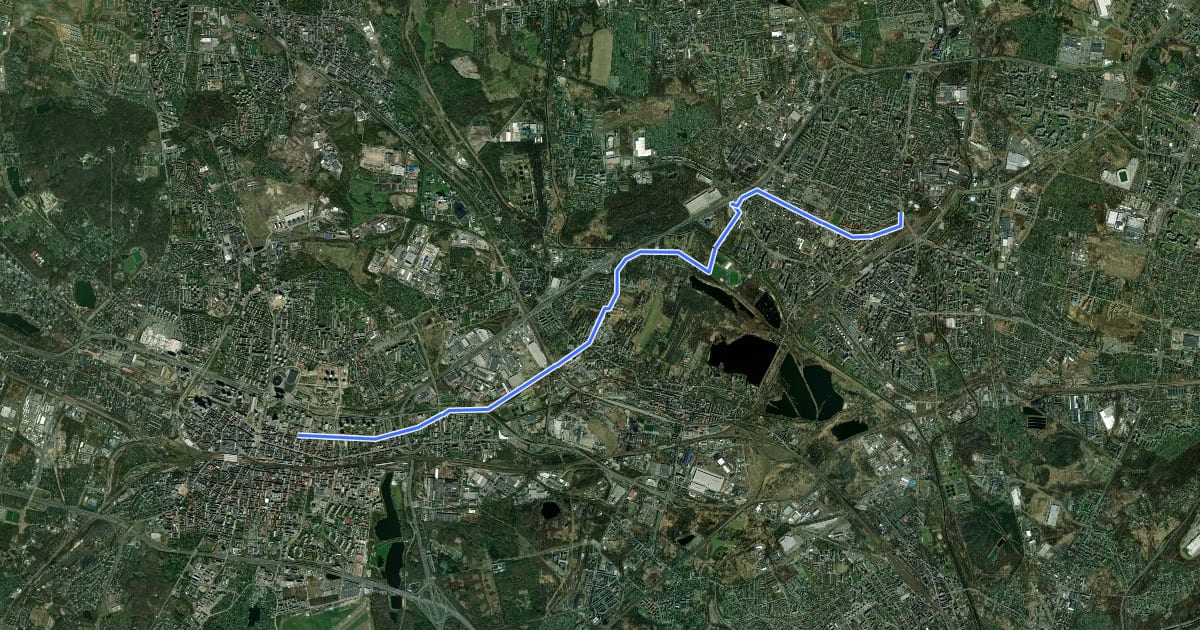 Маршрут Planowana Velostrada nr 1 Katowice - Sosnowiec на спутниковом снимке