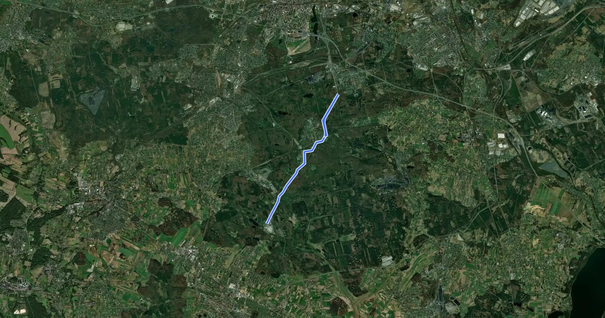 Маршрут Planowana Velostrada nr 3 Katowice - Tychy на спутниковом снимке