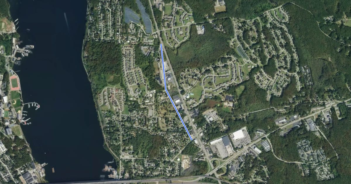 Маршрут Pleasant Valley Road Sidepath на спутниковом снимке