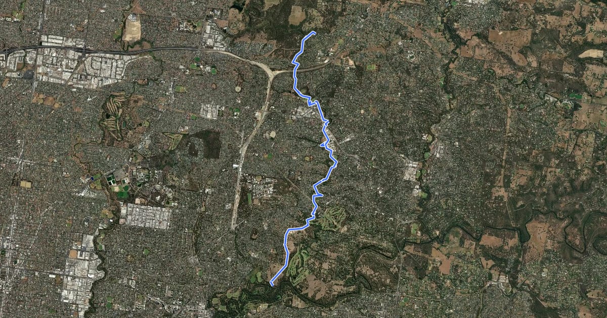 Маршрут Plenty River Trail на спутниковом снимке