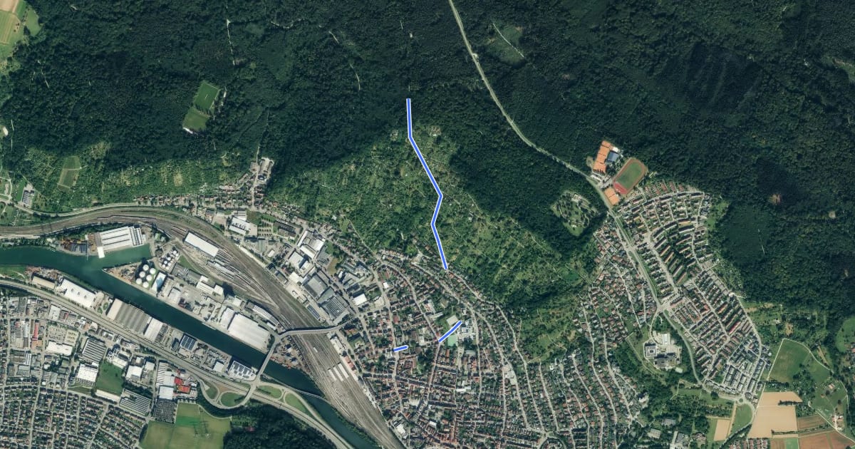 Маршрут Plochingen - Plochinger Ebene на спутниковом снимке