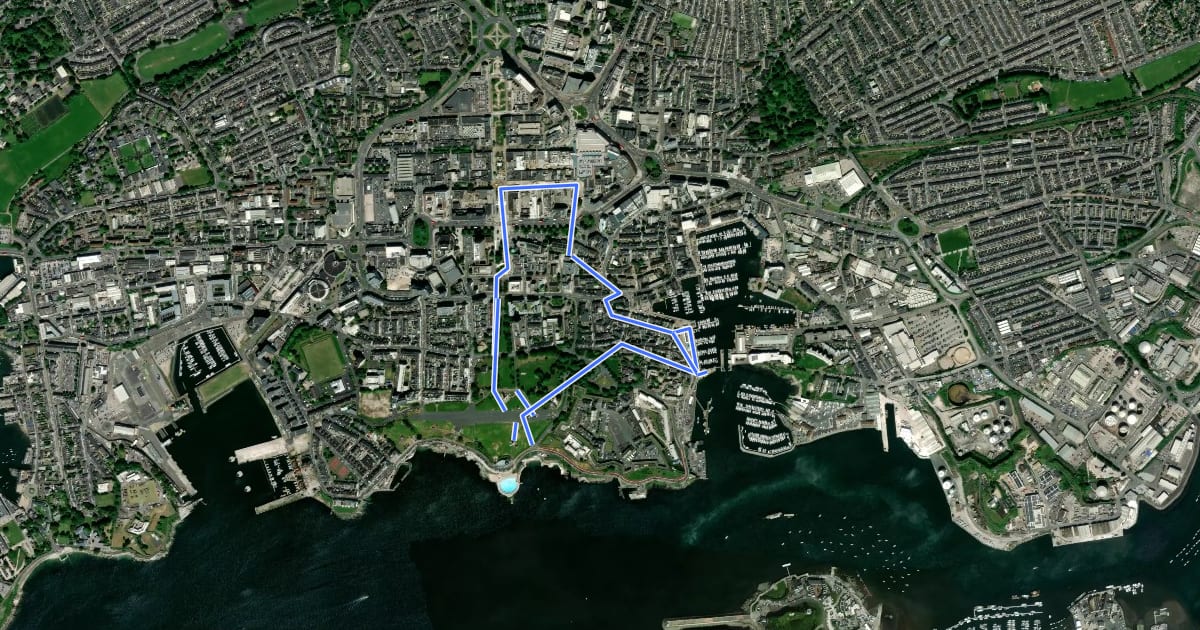 Маршрут Plymouth City Trail на спутниковом снимке
