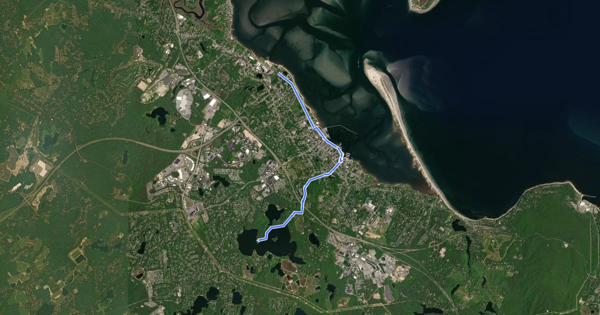 Маршрут Plymouth Sea to Shining Sea Trail на спутниковом снимке
