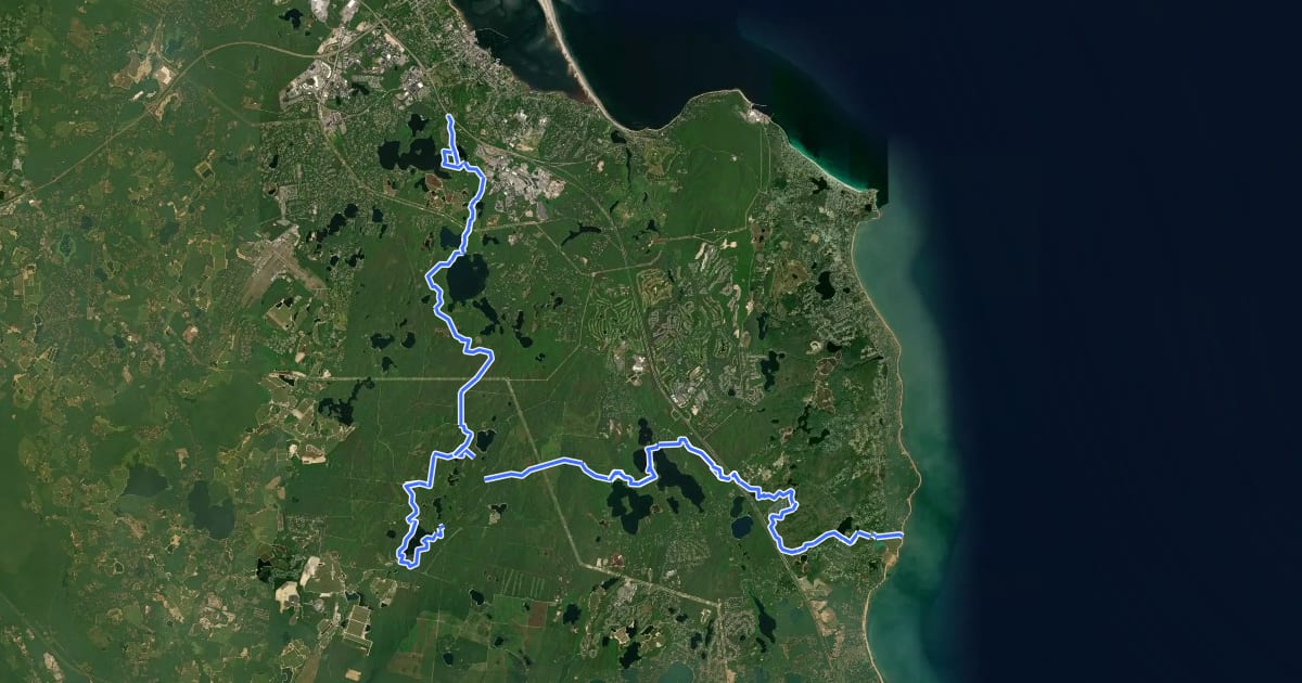 Маршрут Plymouth Wishbone Trail на спутниковом снимке