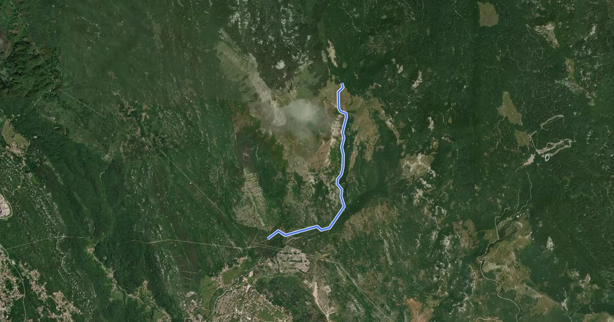 Маршрут Podkilvac - Mudnaj dol - Gorničko - Hahlić на спутниковом снимке