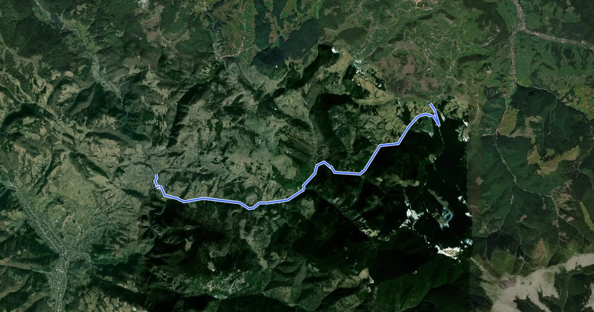 Маршрут Podu Dâmboviței - Valea Rudăriței -Fundățica на спутниковом снимке