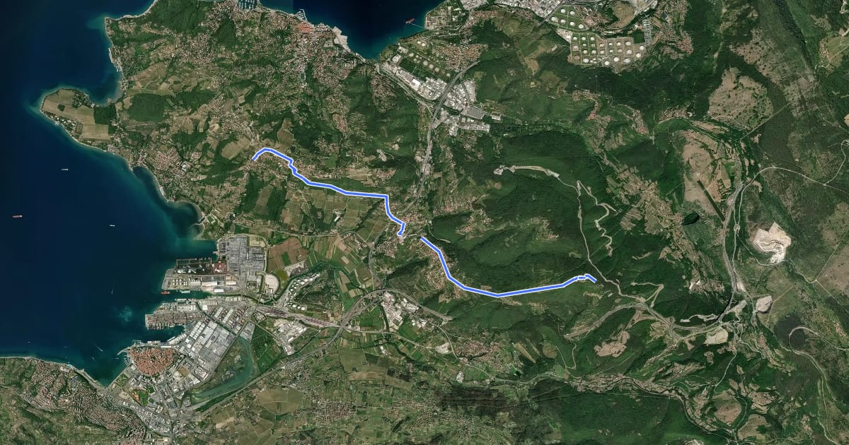 Маршрут pohodniška pot Tinjan - Škofije - Hrvatini на спутниковом снимке