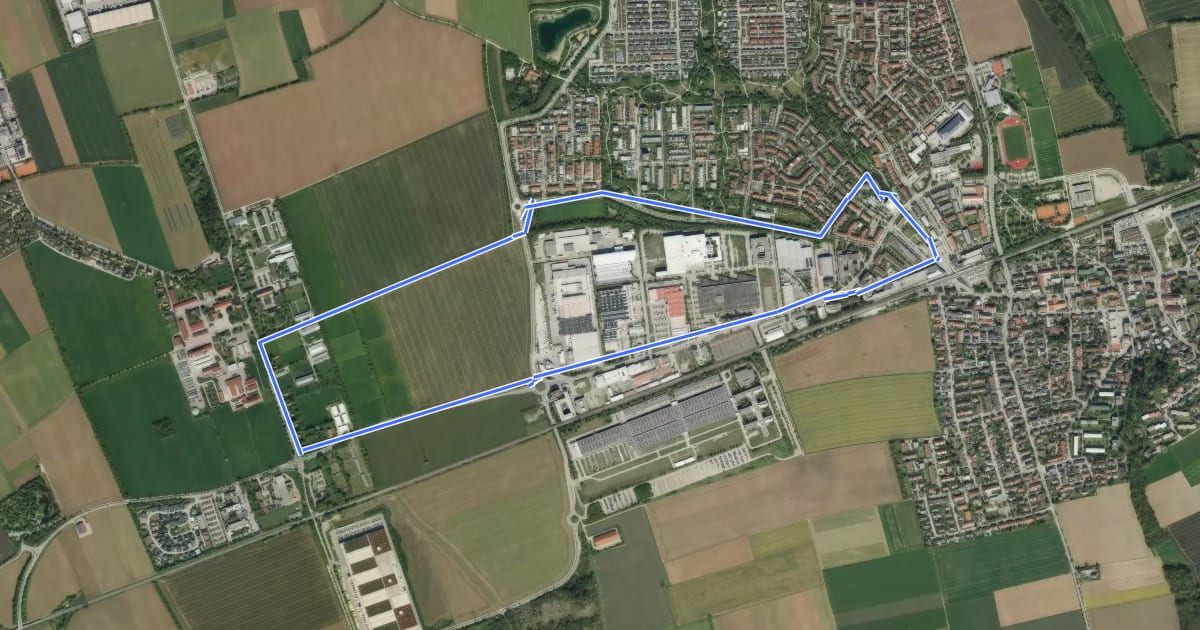 Маршрут Poinger Runde - Geschichte, Landwirtschaft, Bauen (BUGA 2005-Themen-Radweg) на спутниковом снимке