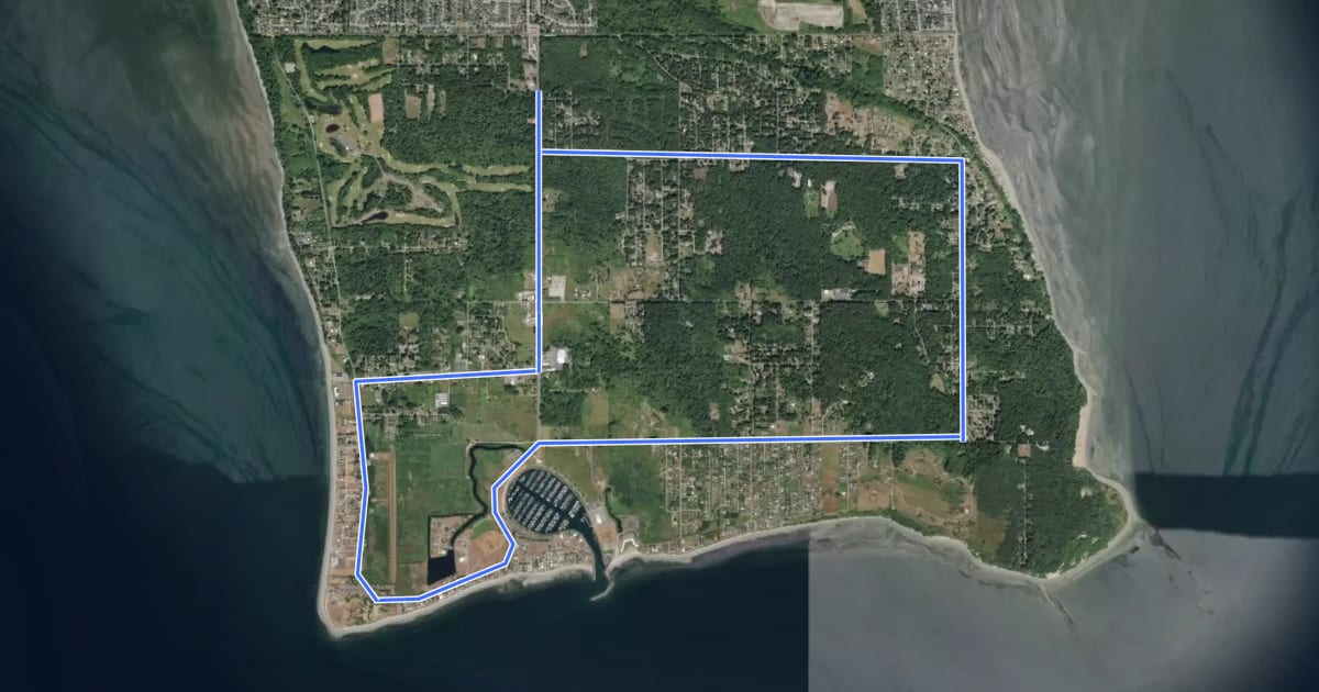 Маршрут Point Roberts Scenic Loop на спутниковом снимке