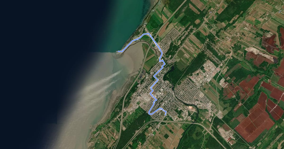 Маршрут Pointe-de-Rivière-du-Loup - Petit Témis на спутниковом снимке