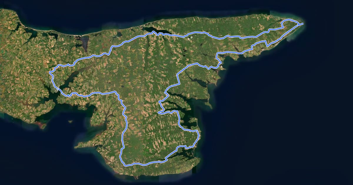 Маршрут Points East Coastal Walk на спутниковом снимке