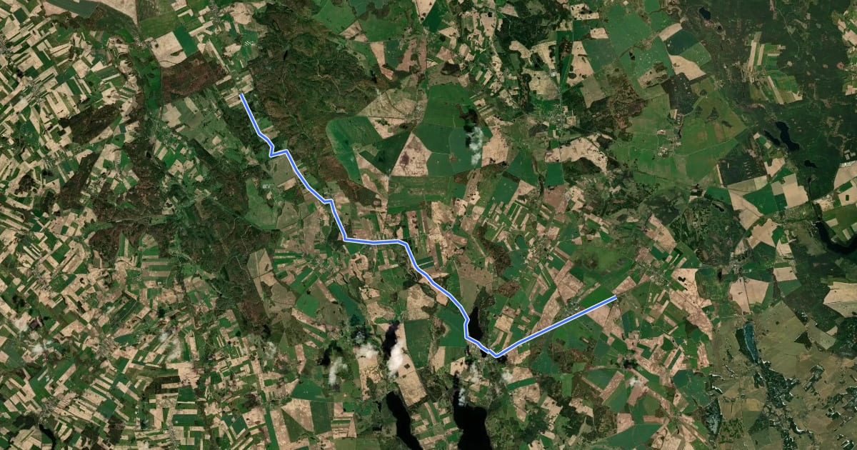 Маршрут Pole Bitwy pod Grunwaldem-Wysoka Wieś на спутниковом снимке