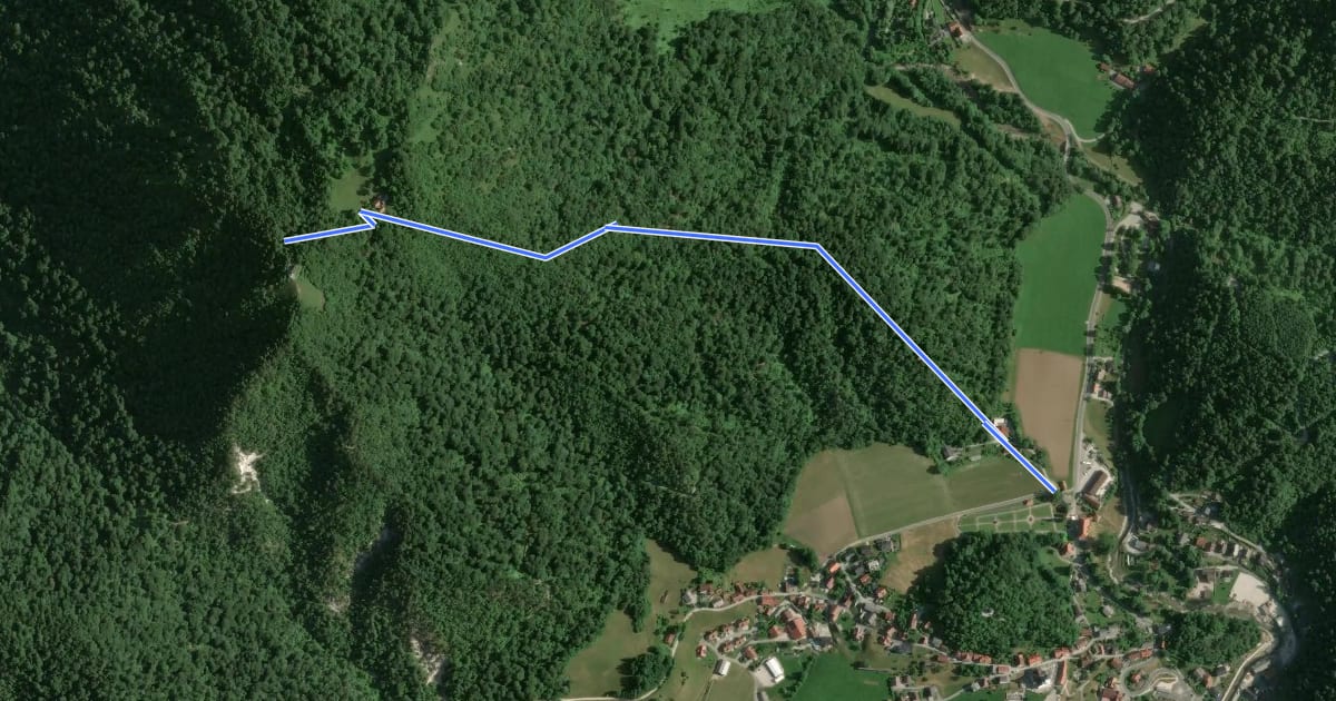 Маршрут Polhov Gradec - Polhograjska gora на спутниковом снимке