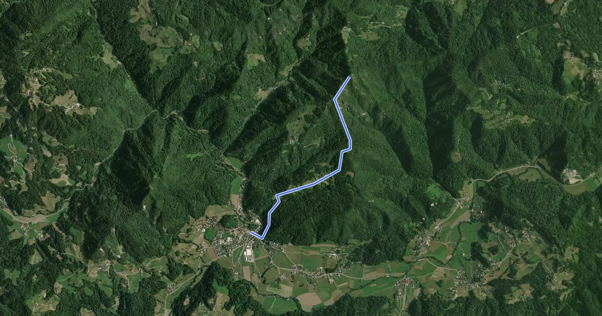 Маршрут Polhov Gradec - Ravnek - Grmada на спутниковом снимке