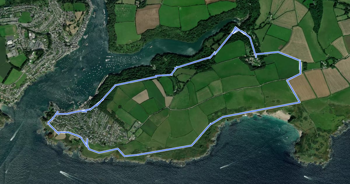 Маршрут Polruan coast and creek walk, Lantic Bay на спутниковом снимке