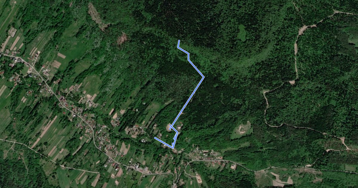 Маршрут Polski Teksas - Ścieżka geologiczna Na osuwisku w Węglówce на спутниковом снимке
