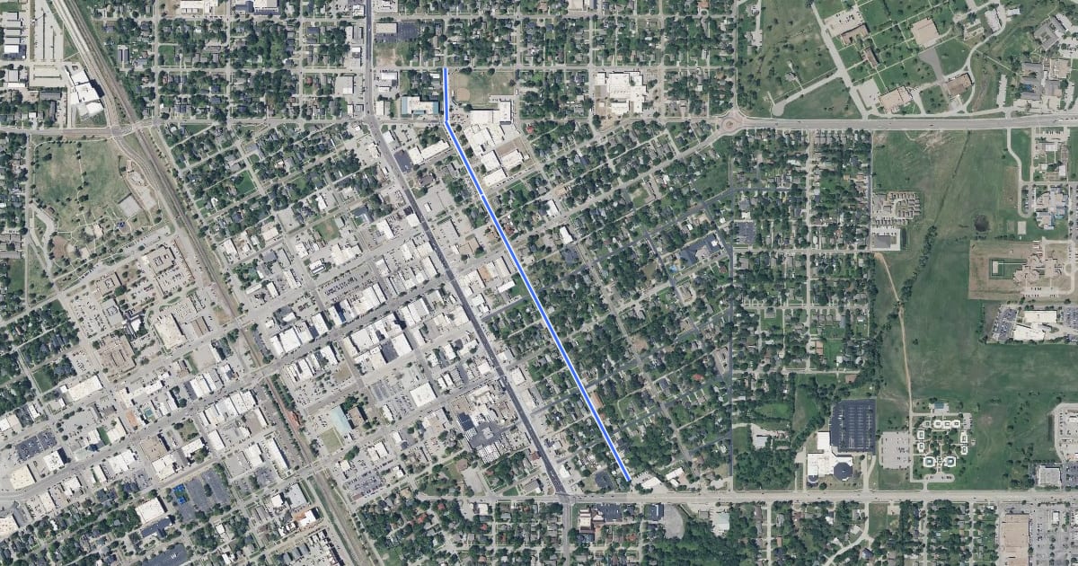 Маршрут Ponca Avenue на спутниковом снимке