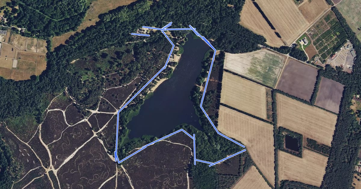 Маршрут Pond Walk, Frensham на спутниковом снимке
