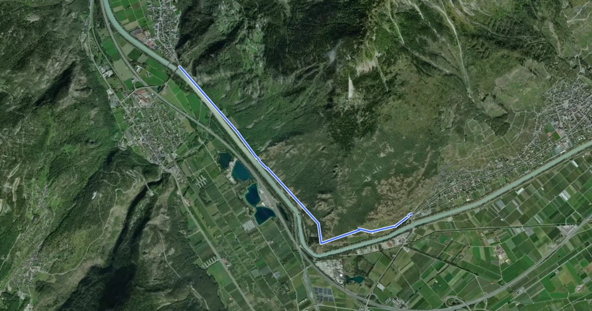 Маршрут Pont de Dorénaz - Branson - Pont du Rhône на спутниковом снимке