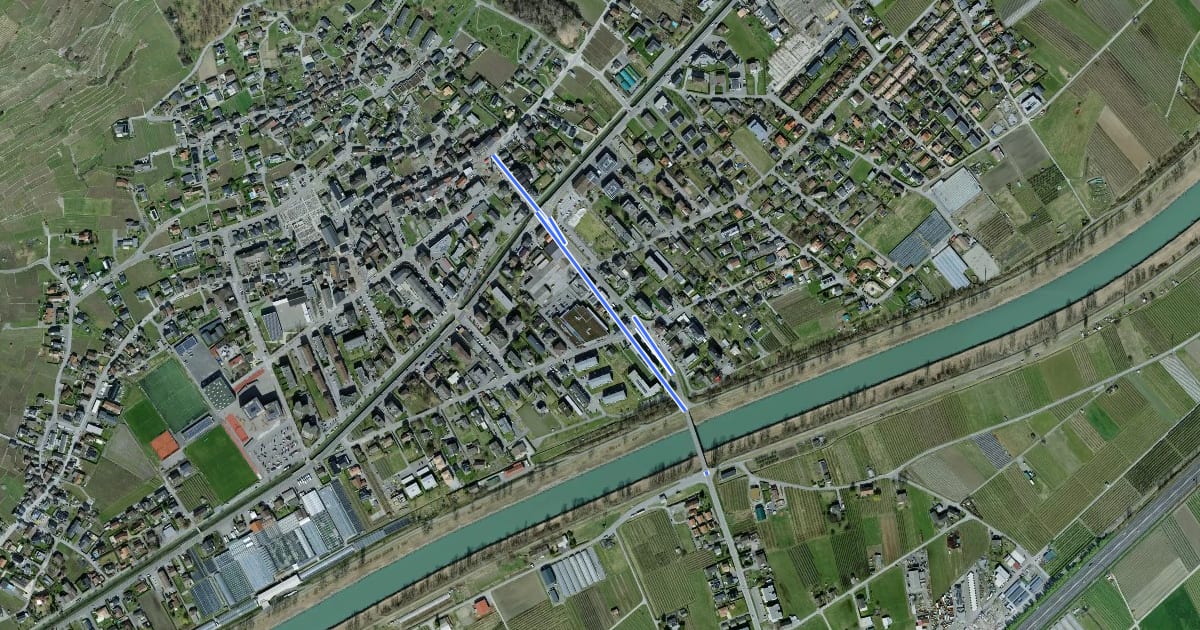 Маршрут Pont de Fully > Vers l'Église - Fully на спутниковом снимке