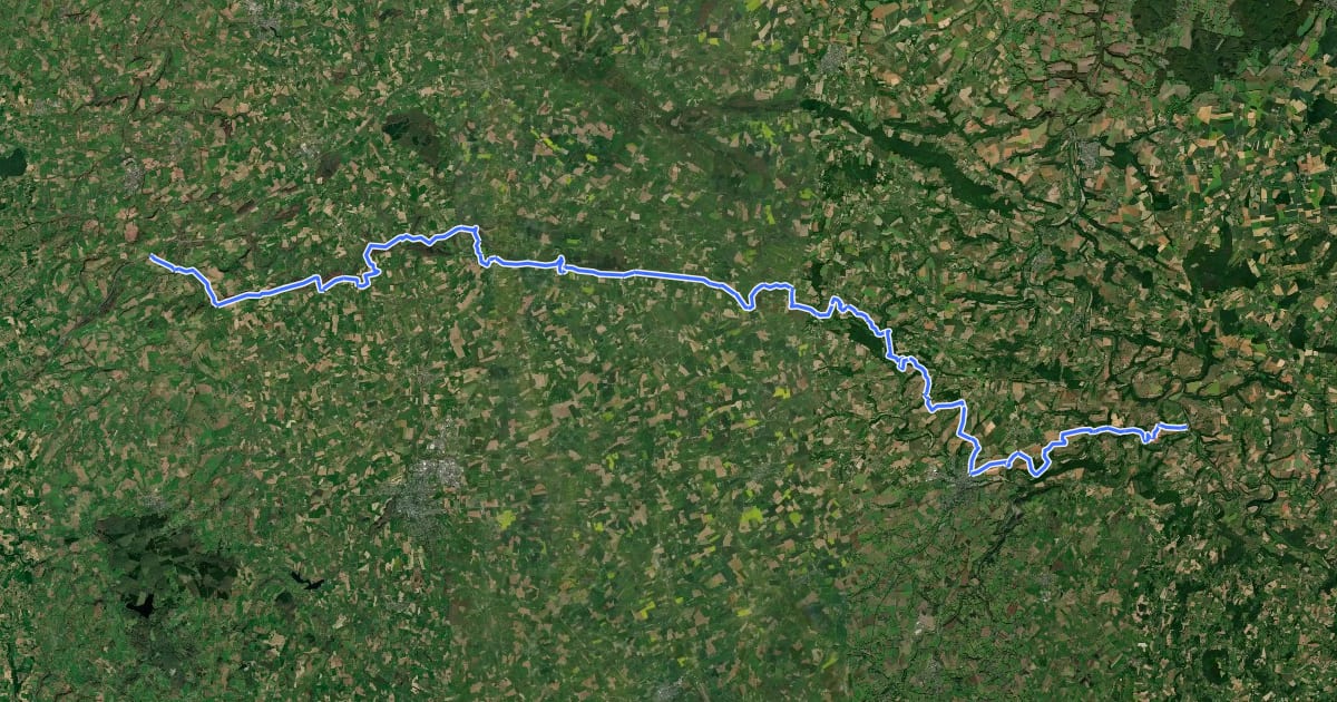 Маршрут Pont-Farcy à Pont-d'Ouilly на спутниковом снимке