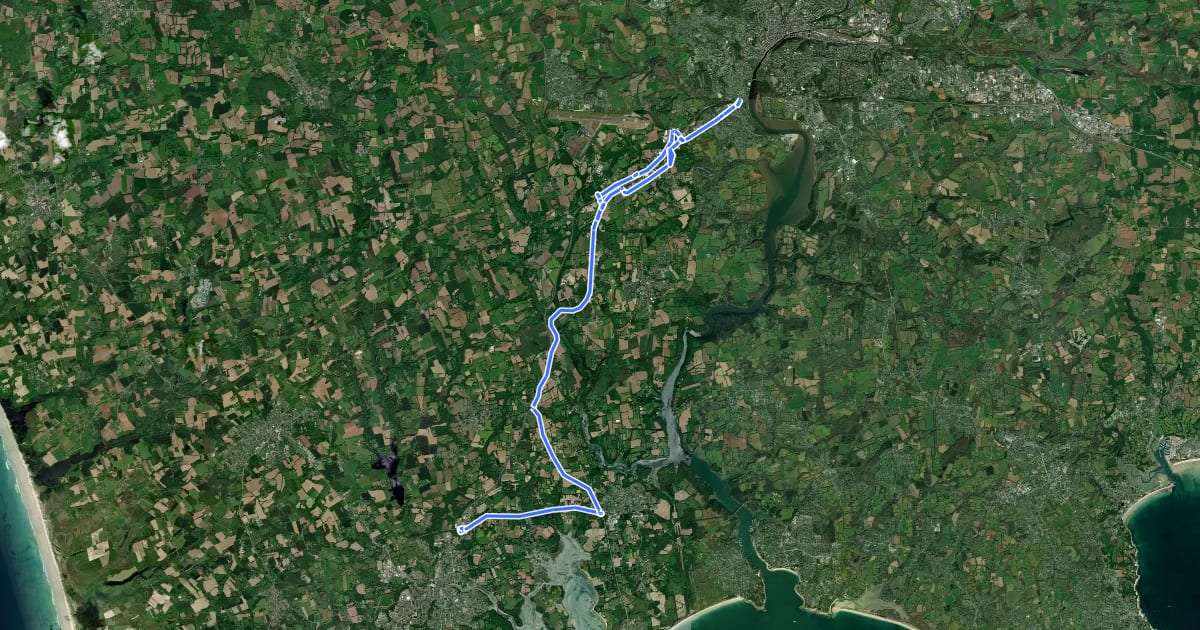 Маршрут Pont-l’Abbé Quimper par la route (ancienne route de Pont-l’Abbé) на спутниковом снимке