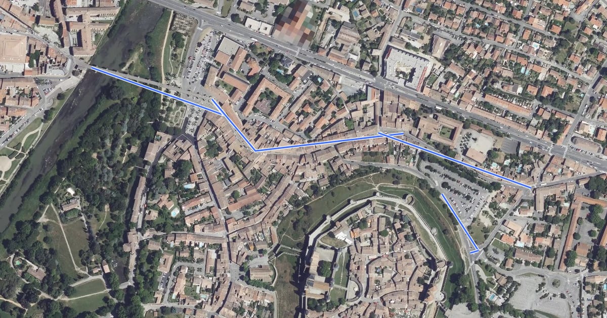 Маршрут Pont Vieux - Cité de Carcasonne на спутниковом снимке