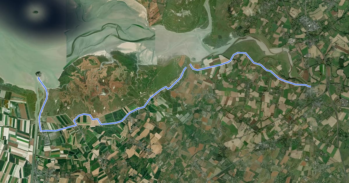 Маршрут Pontaubault - Le Mont Saint-Michel на спутниковом снимке