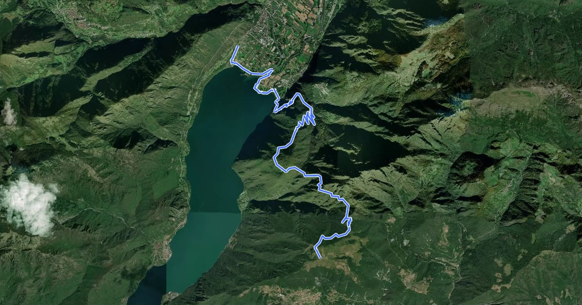 Маршрут Ponte Caffaro - Rifugio Stino на спутниковом снимке
