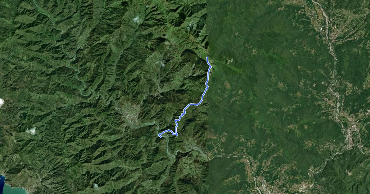 Маршрут Ponte Ramello – Quattro Strade – Beverone – Casoni на спутниковом снимке