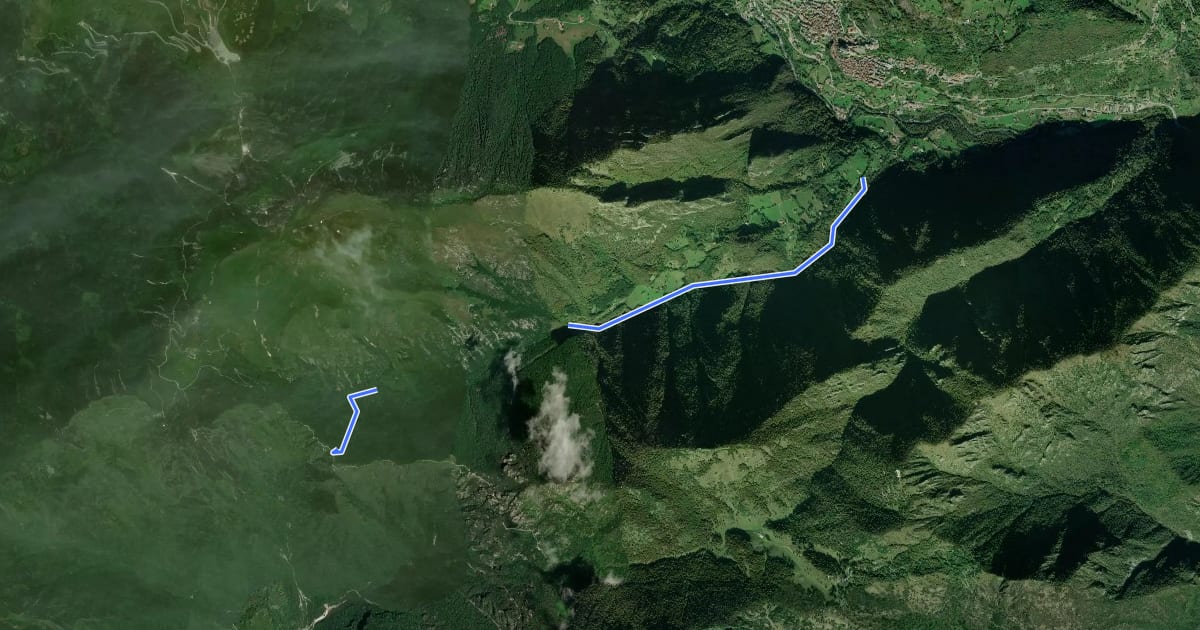 Маршрут Ponte Romanterra - Passo della Berga на спутниковом снимке