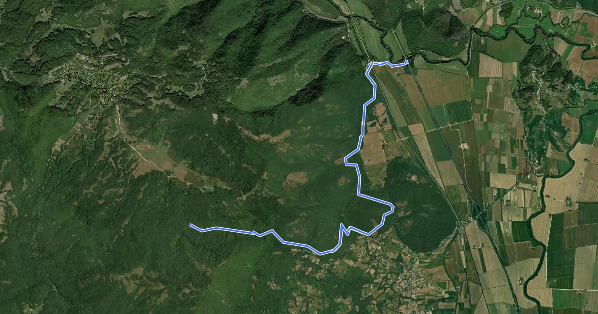 Маршрут Ponte sul Velino-Macchia Lupara на спутниковом снимке