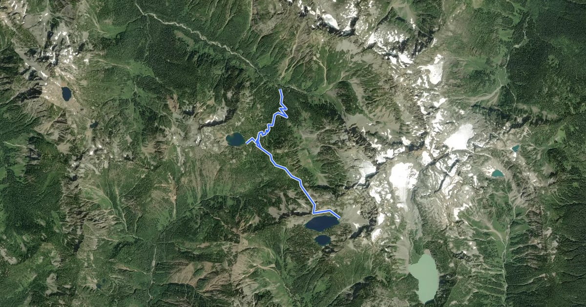 Маршрут Poodle Dog Pass-Silver Lake-Twin Lakes Trail на спутниковом снимке