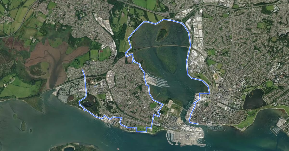 Маршрут Poole Harbour Trails 6 на спутниковом снимке