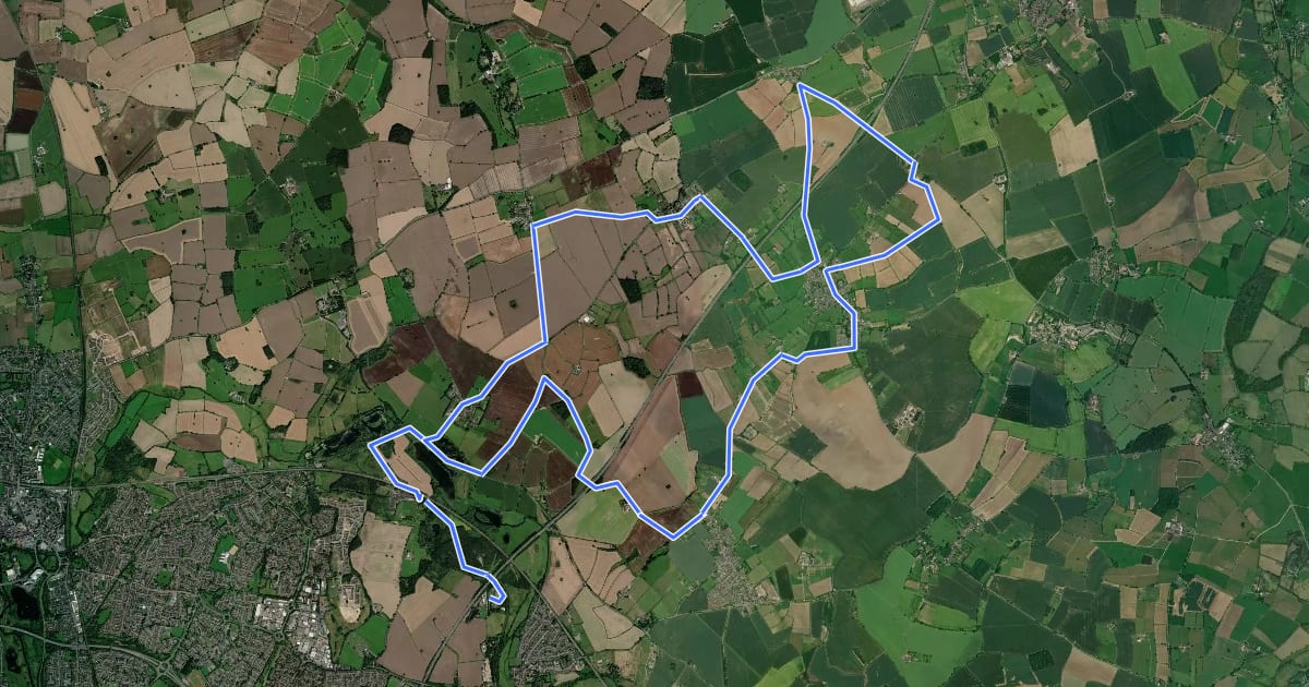 Маршрут Pooley Country Park mountain bike route на спутниковом снимке