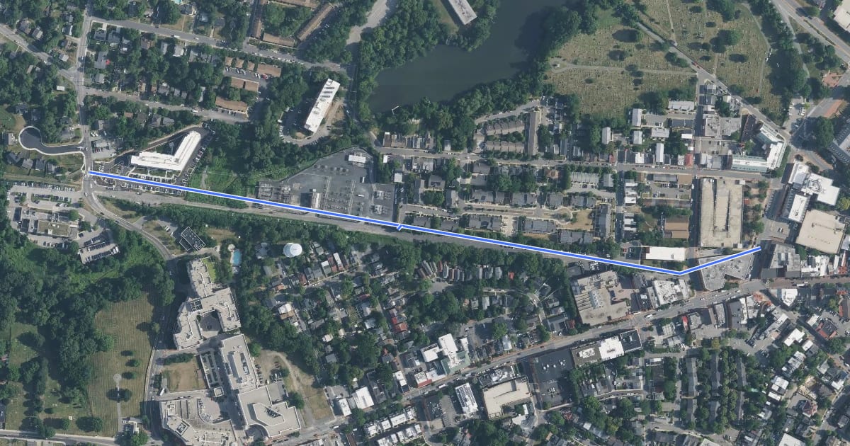 Маршрут Poplar Trail East Extension на спутниковом снимке