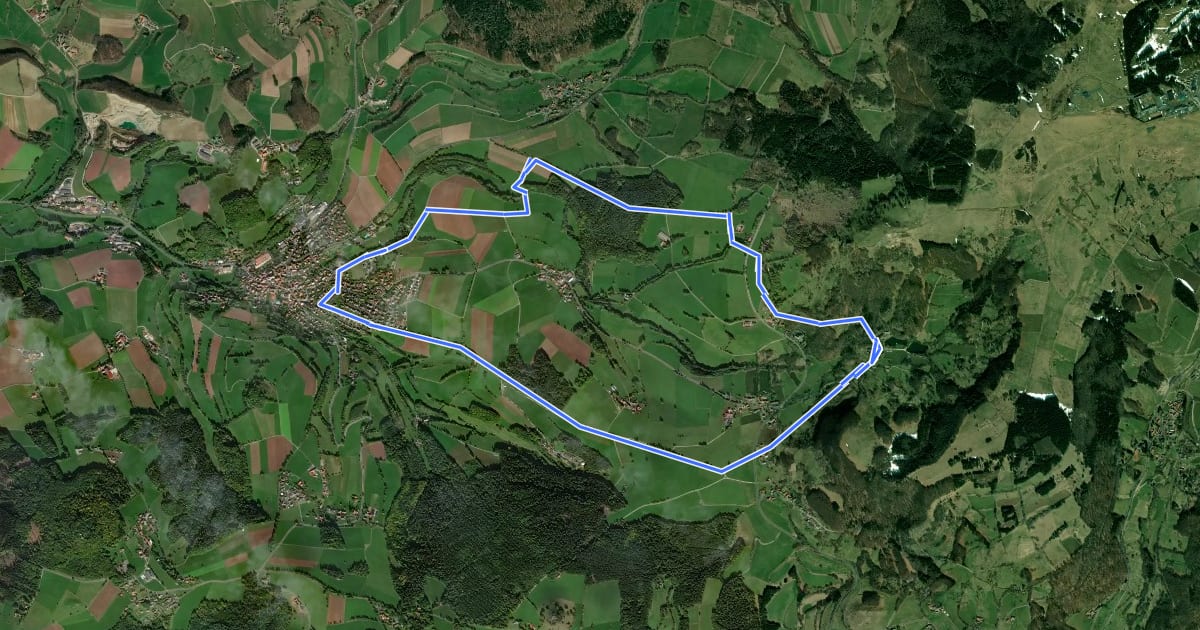 Маршрут Poppenhausen - Rhön-Rundweg 1 на спутниковом снимке
