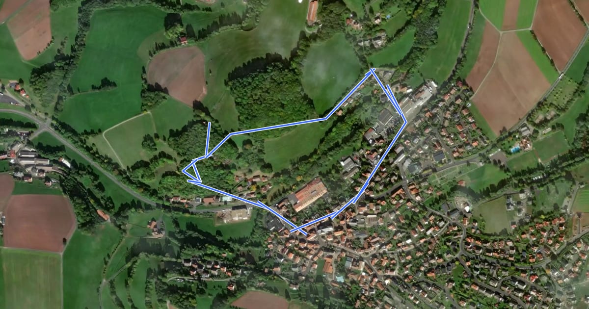 Маршрут Poppenhausen - Rhön-Rundweg 3 на спутниковом снимке