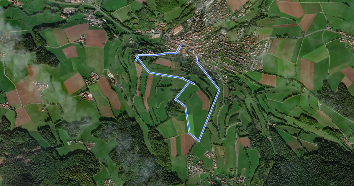 Маршрут Poppenhausen - Rhön-Rundweg 4 на спутниковом снимке
