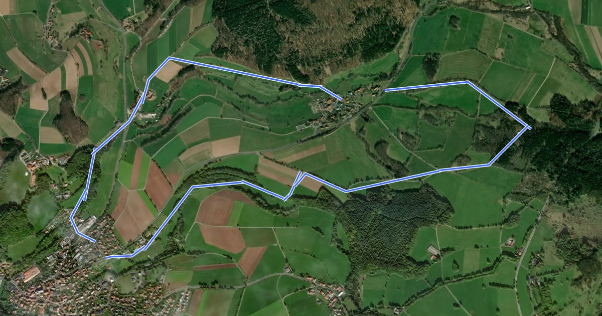 Маршрут Poppenhausen - Rhön-Rundweg 5 на спутниковом снимке