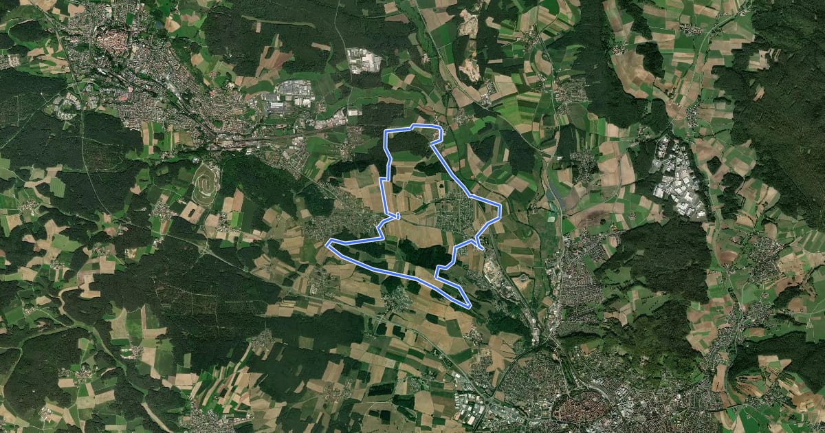 Маршрут Poppenrichter Rundwanderweg на спутниковом снимке