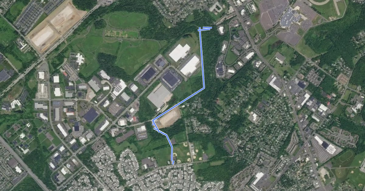 Маршрут Poquessing Creek Trail на спутниковом снимке