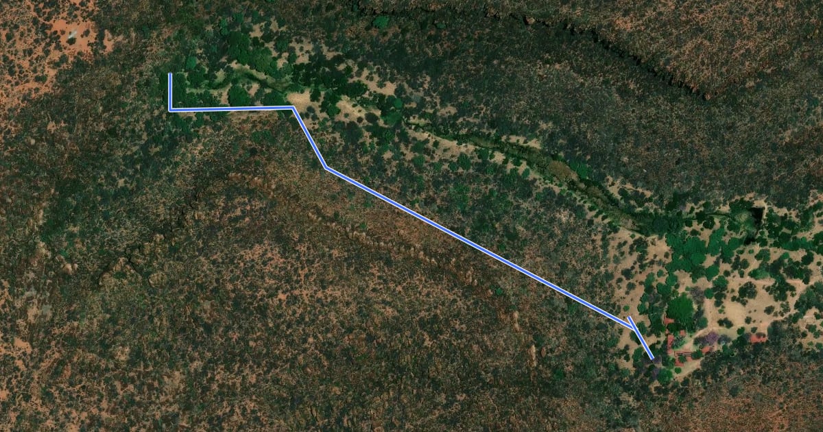 Маршрут Porcupine Highway на спутниковом снимке
