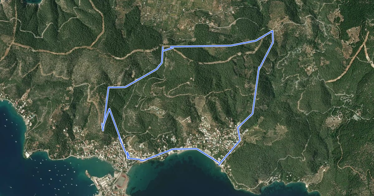Маршрут Poros Trails 4 на спутниковом снимке