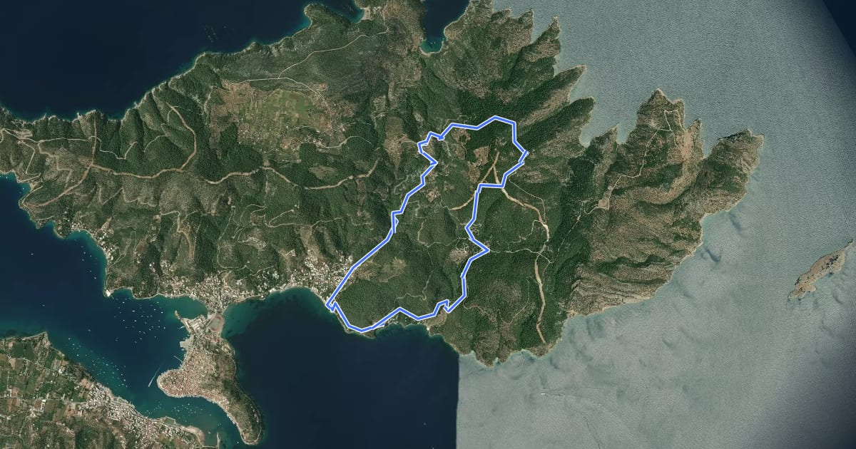 Маршрут Poros Trails 5 на спутниковом снимке