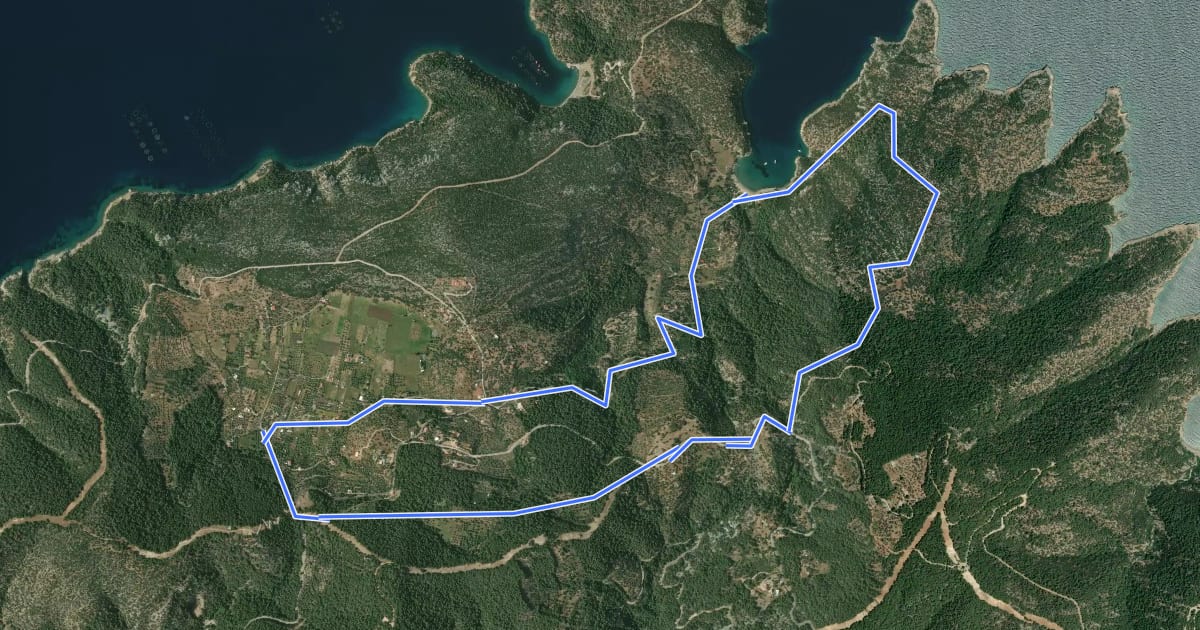 Маршрут Poros Trails 6 на спутниковом снимке