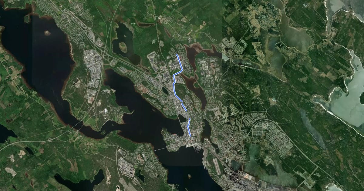 Маршрут Porsöstråket на спутниковом снимке