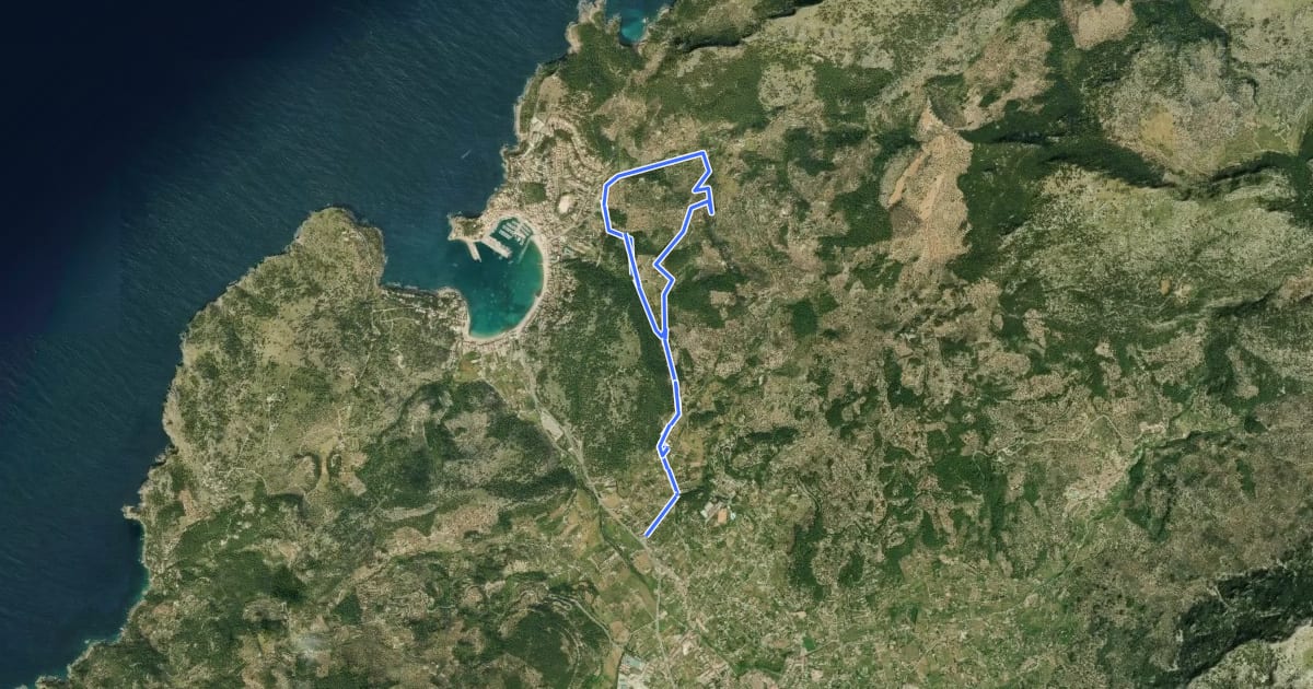 Маршрут Port de Sóller - Sóller на спутниковом снимке