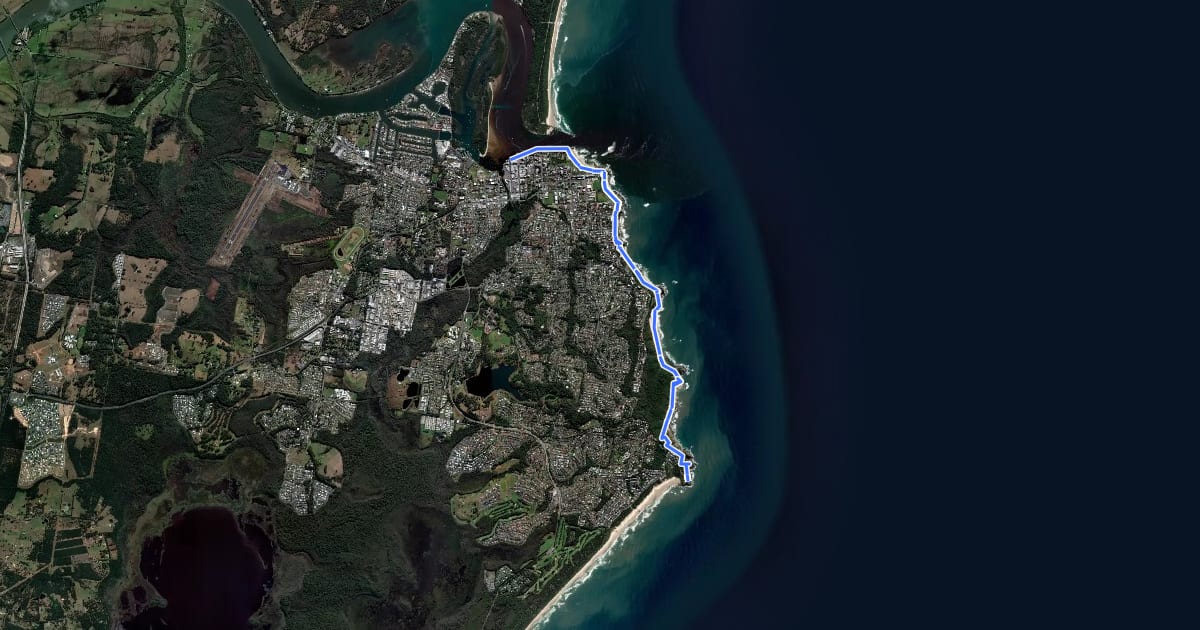 Маршрут Port Macquarie Coastal Walk на спутниковом снимке