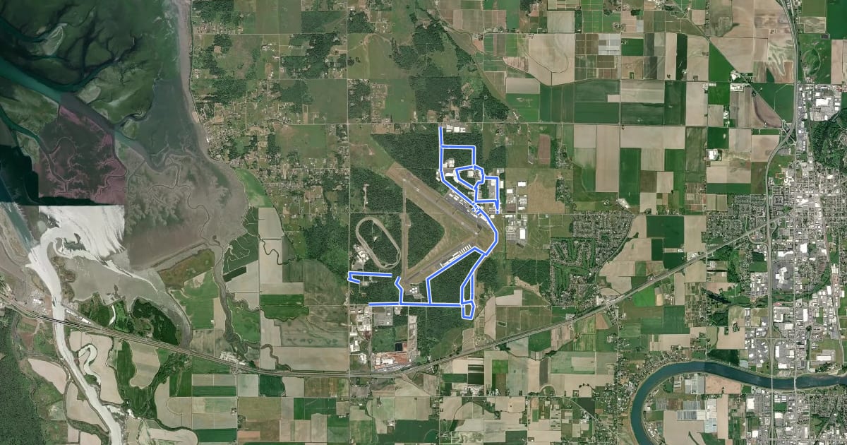 Маршрут Port of Skagit Nature Trails на спутниковом снимке